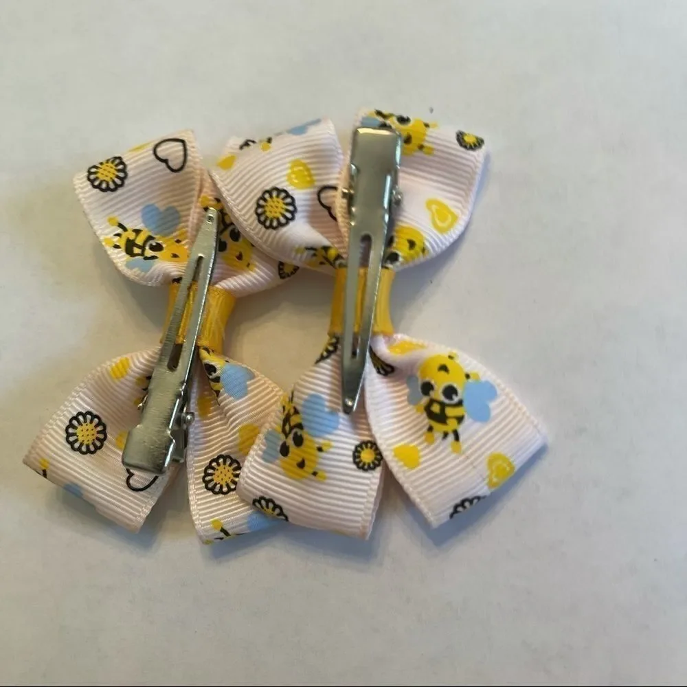 Bow pair hair bows accessories Honey bee love NEW